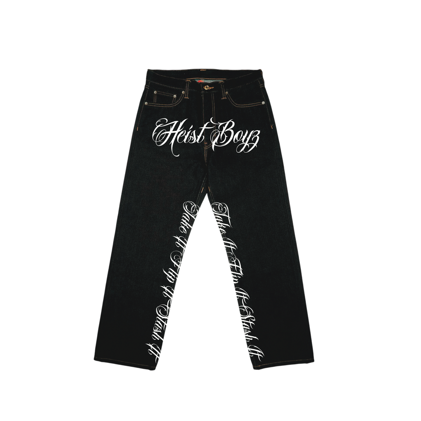 “Heist Boyz” Cursive Jeans