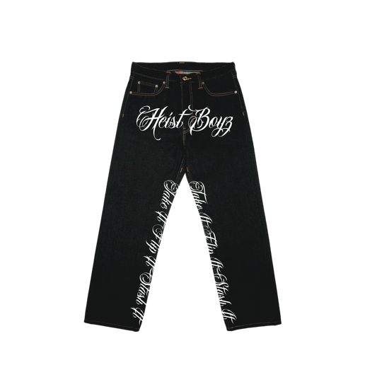 “Heist Boyz” Cursive Jeans